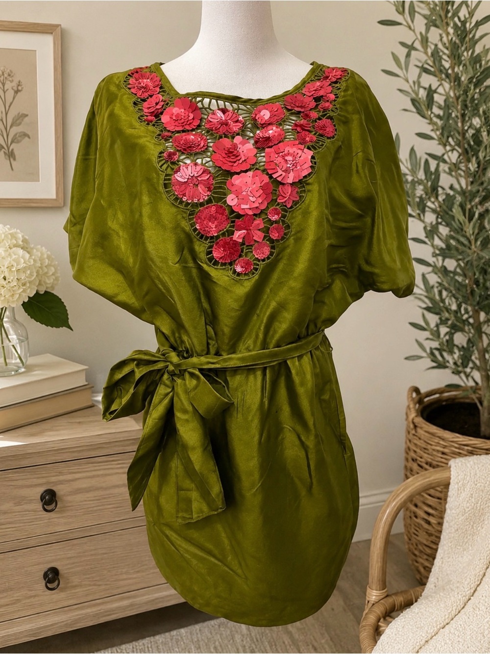 Trina Turk silk caftan dress size m